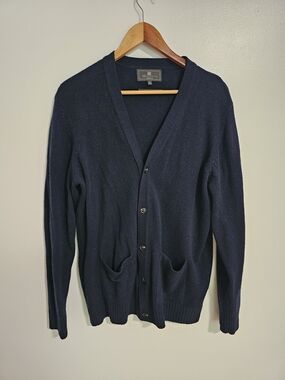 Marks & Spencer M&S Collection Pure Lambswool Cardigan Navy Blue Medium